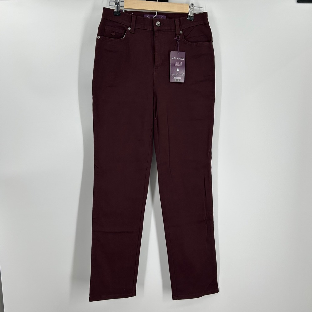 Gloria Vanderbilt Amanda Tapered Leg Classic Rise Jeans Women 6 Average Burgundy